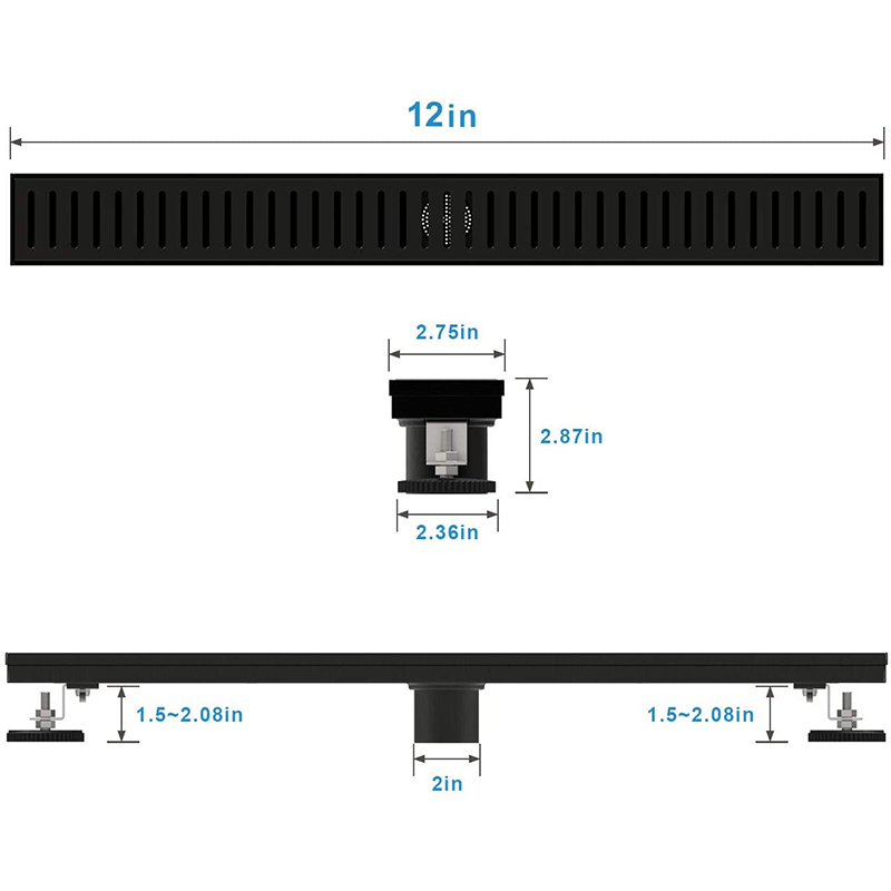 Drain de sol rectangulaire pour douche linéaire SS-FD01